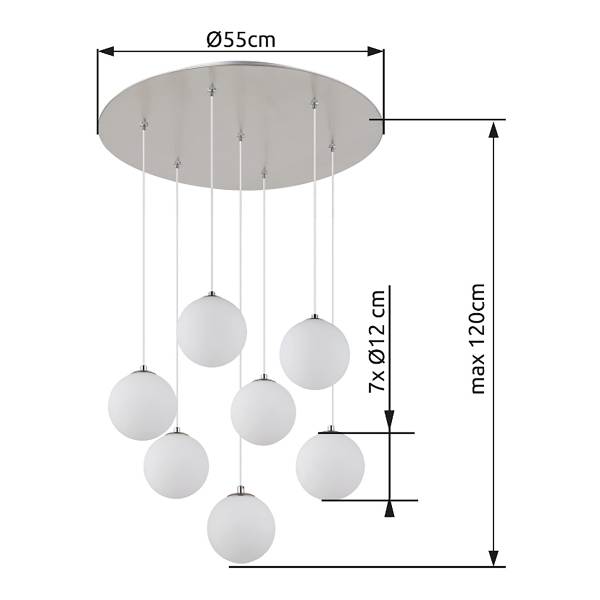 Lampada a sospensione LED Riha E Vetro opalino / Ferro - 7 punti luce