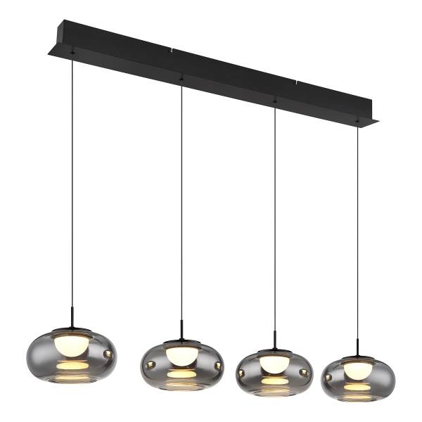 Suspension LED Quintara - Type C Verre fumé / Fer - Nb d'ampoules : 4