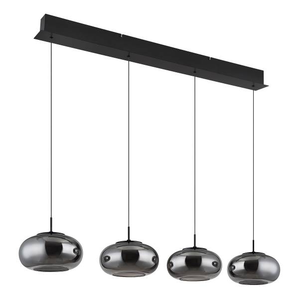 Suspension LED Quintara - Type C Verre fumé / Fer - Nb d'ampoules : 4
