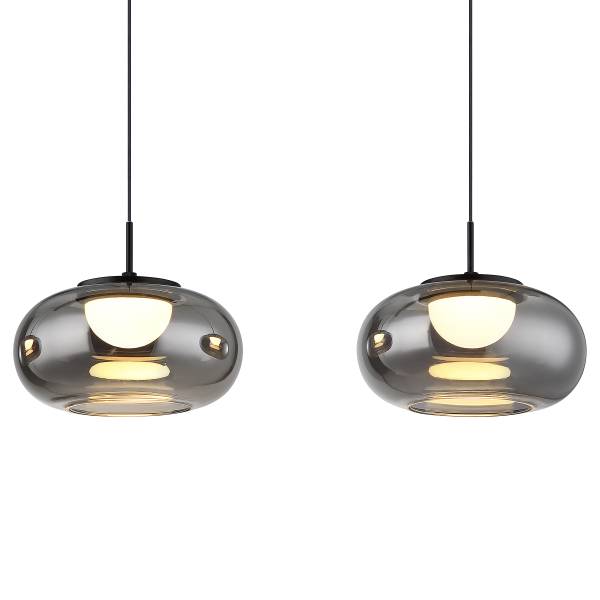 Suspension LED Quintara - Type C Verre fumé / Fer - Nb d'ampoules : 4