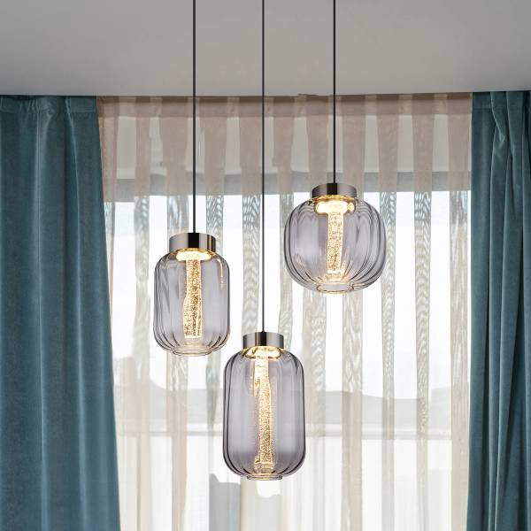 LED-Pendelleuchte Fluoro Typ B Rauchglas / Eisen - 1-flammig