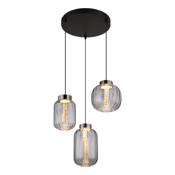 LED-Pendelleuchte Fluoro Typ B Rauchglas / Eisen - 1-flammig