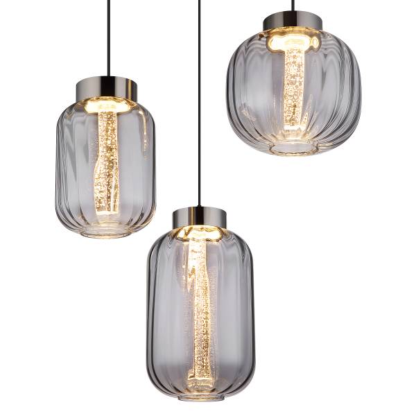LED-Pendelleuchte Fluoro Typ B Rauchglas / Eisen - 1-flammig