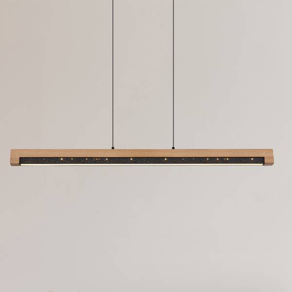 Suspension LED Starla Hévéa massif / Fer - 1 ampoule