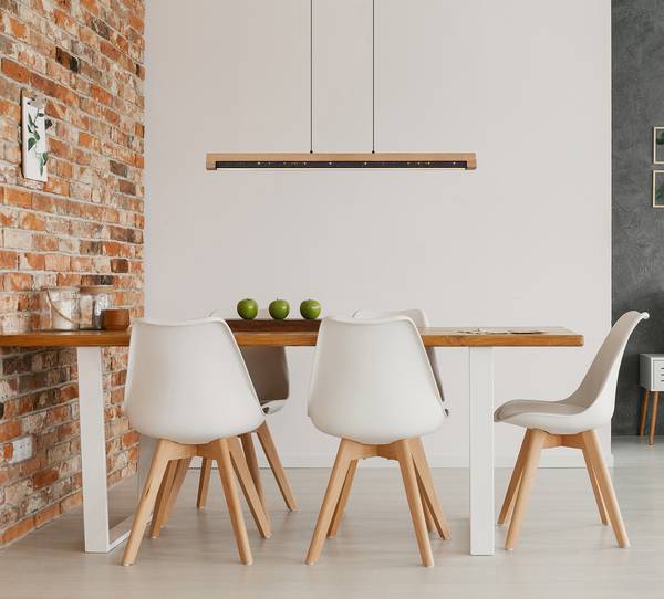 Suspension LED Starla Hévéa massif / Fer - 1 ampoule