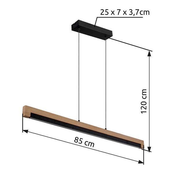Suspension LED Starla Hévéa massif / Fer - 1 ampoule