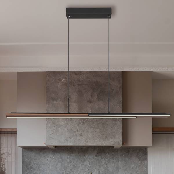 Suspension LED Quito Fer / Pin massif - 1 ampoule