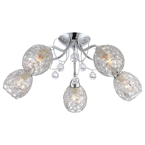 Plafondlamp Kordula kristalglas/ijzer - 5-lichts