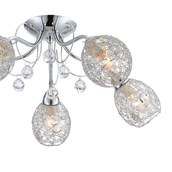 Plafondlamp Kordula kristalglas/ijzer - 5-lichts