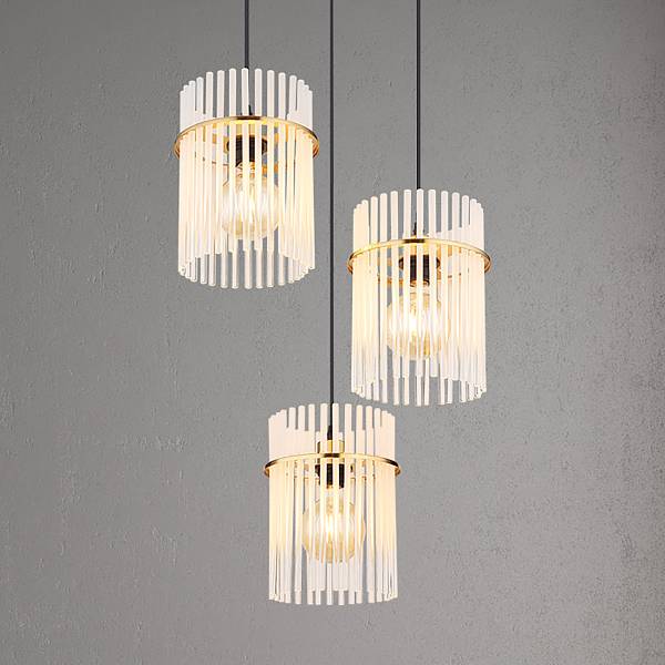 Lampada a sospensione Gorley B Vetro trasparente / Ferro - 3 punto luce - Bianco