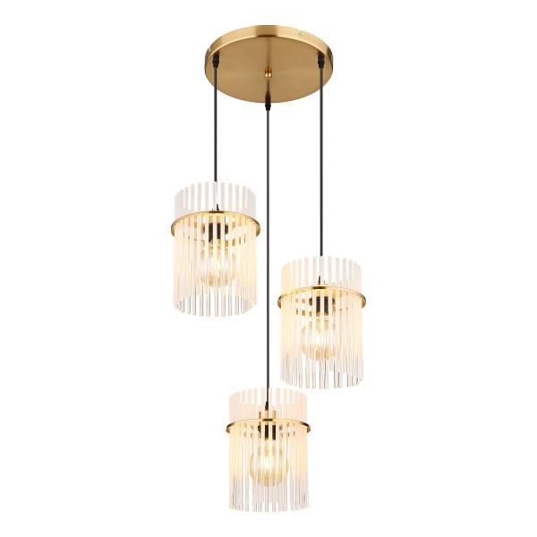 Lampada a sospensione Gorley B Vetro trasparente / Ferro - 3 punto luce - Bianco
