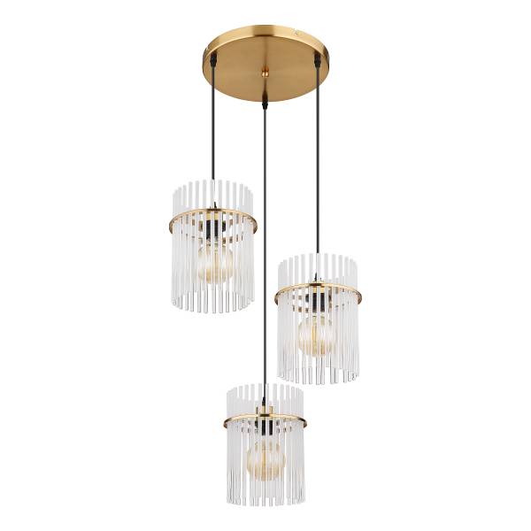 Lampada a sospensione Gorley B Vetro trasparente / Ferro - 3 punto luce - Bianco
