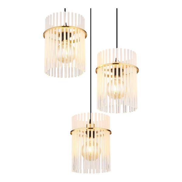 Lampada a sospensione Gorley B Vetro trasparente / Ferro - 3 punto luce - Bianco