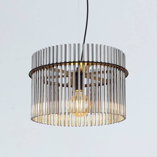 Lampada a sospensione Gorley E Vetro fumè / Ferro - 1 punti luce