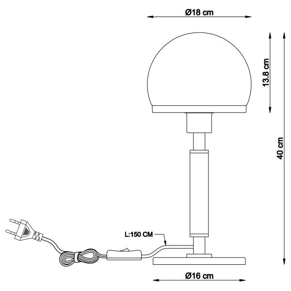 Lampada da tavolo Haku B Vetro fumè / Ferro - 1 punti luce