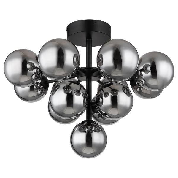 Plafonnier Grappy - Type A Verre fumé / Fer - 13 ampoules