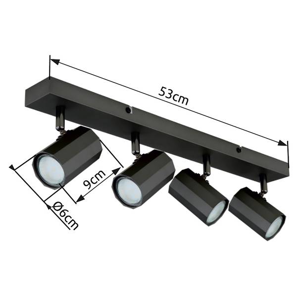 Lampada da soffitto James C Ferro - 4 punti luce - Grigio