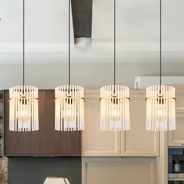 Hanglamp Gorley type C transparant glas/ijzer - 4-lichts - wit