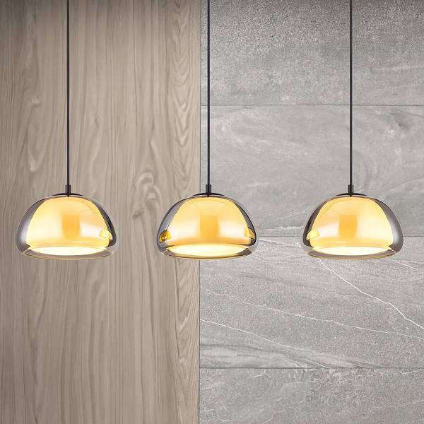 Lampada a sospensione Jella A Vetro fumè / Ferro - 3 punti luce