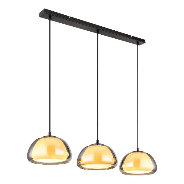Lampada a sospensione Jella A Vetro fumè / Ferro - 3 punti luce
