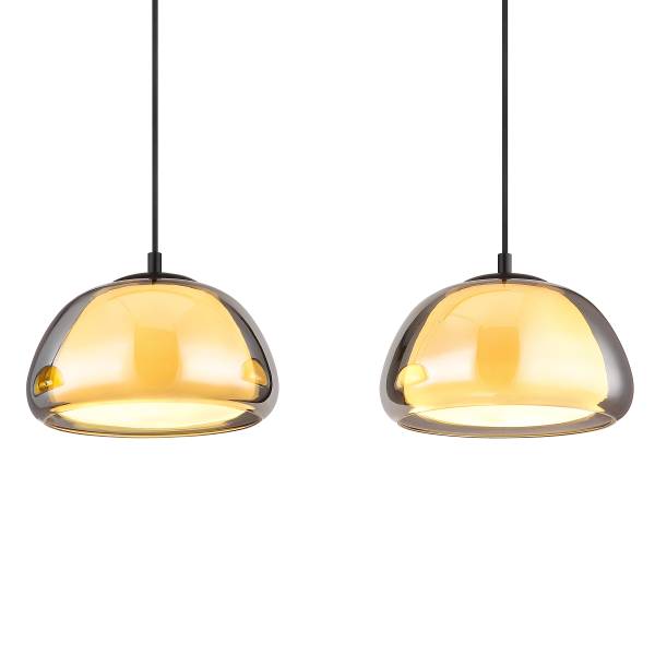 Lampada a sospensione Jella A Vetro fumè / Ferro - 3 punti luce