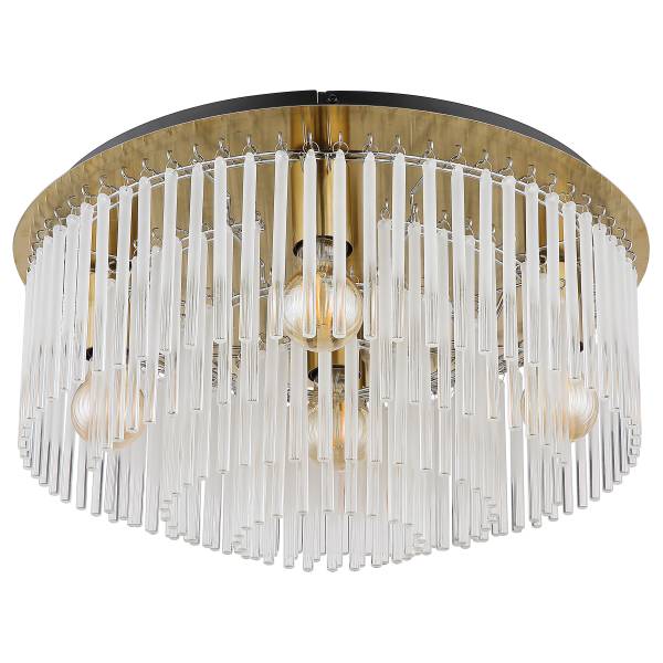 Plafonnier Gorley - Type A Verre transparent / Fer - 5 ampoules - Blanc