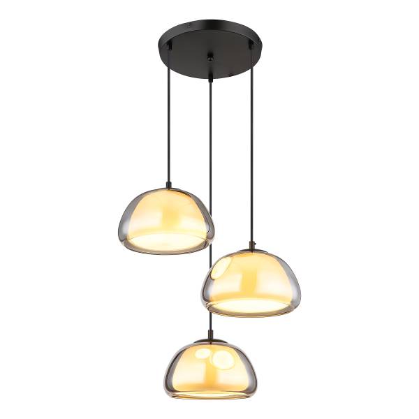 Pendelleuchte Jella Typ B Rauchglas / Eisen - 3-flammig