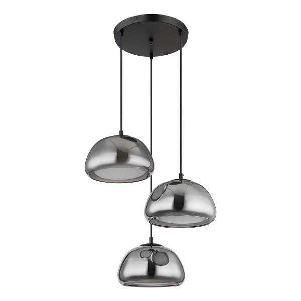 Pendelleuchte Jella Typ B Rauchglas / Eisen - 3-flammig