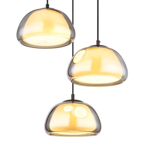 Pendelleuchte Jella Typ B Rauchglas / Eisen - 3-flammig