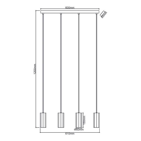 Lampada a sospensione James E Ferro - 4 punti luce