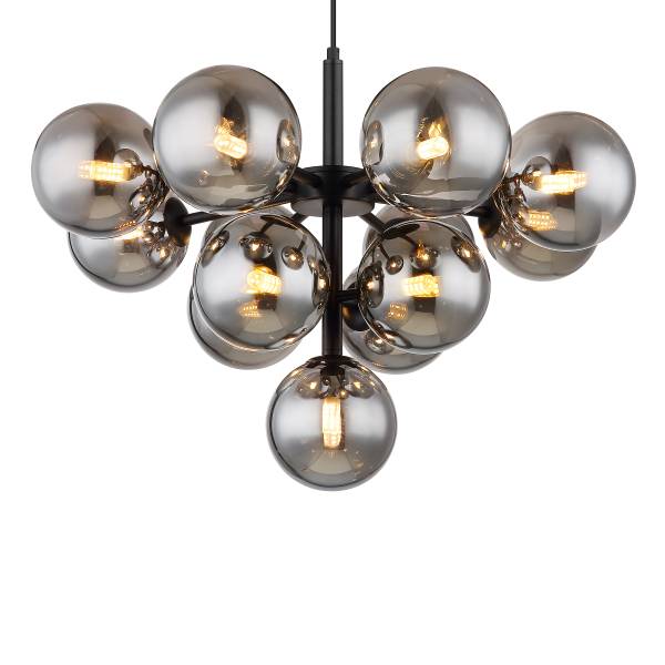 Pendelleuchte Grappy Typ A Rauchglas / Eisen - 13-flammig