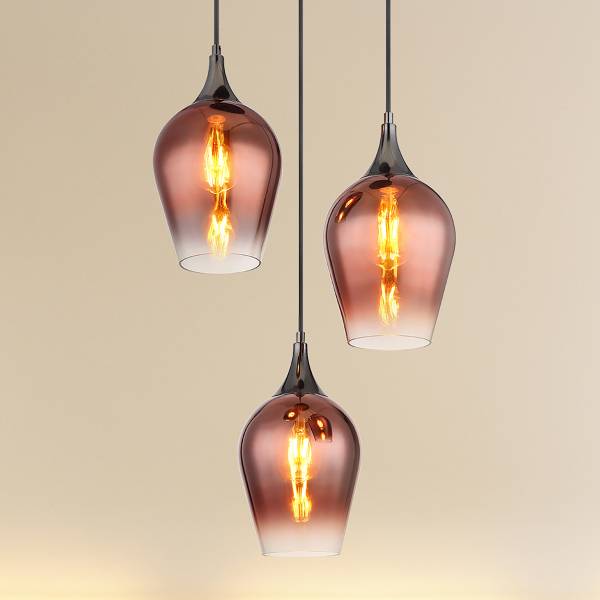 Lampada a sospensione Lavus B Vetro / Ferro - 3 punti luce - Rosso