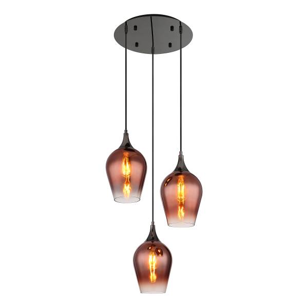 Lampada a sospensione Lavus B Vetro / Ferro - 3 punti luce - Rosso