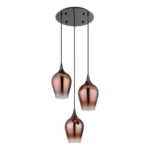 Lampada a sospensione Lavus B Vetro / Ferro - 3 punti luce - Rosso