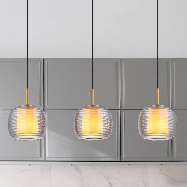 Lampada a sospensione Lampigna Vetro fumè / Ferro - 3 punti luce