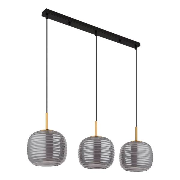 Lampada a sospensione Lampigna Vetro fumè / Ferro - 3 punti luce