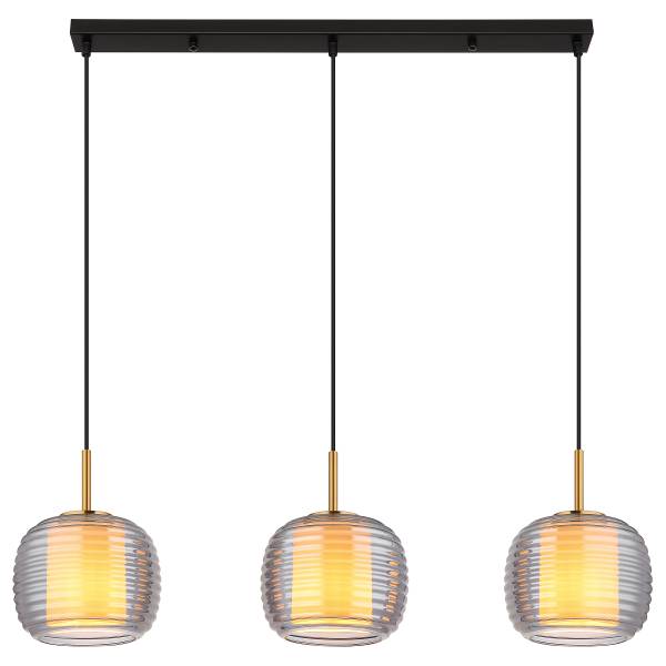 Lampada a sospensione Lampigna Vetro fumè / Ferro - 3 punti luce