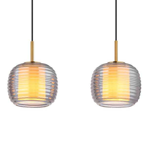 Lampada a sospensione Lampigna Vetro fumè / Ferro - 3 punti luce