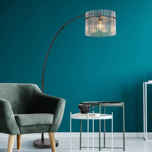 Lampada da terra Gorley C Vetro fumè / Ferro - 1 punti luce