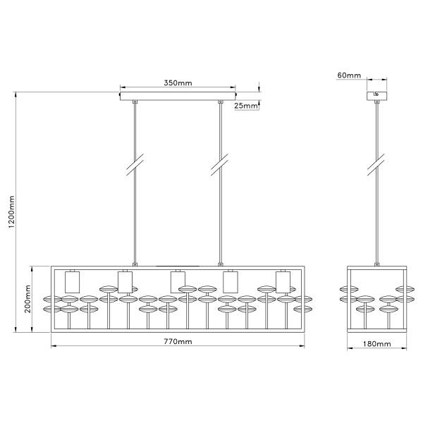 Lampada a sospensione Lisbon B Ferro - 5 punti luce
