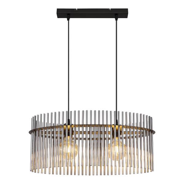 Lampada a sospensione Gorley H Vetro fumè / Ferro - 2 punti luce - Nero