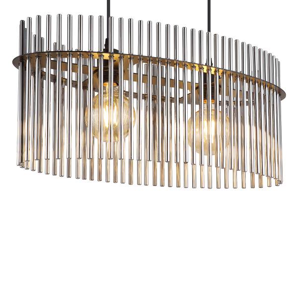 Lampada a sospensione Gorley H Vetro fumè / Ferro - 2 punti luce - Nero