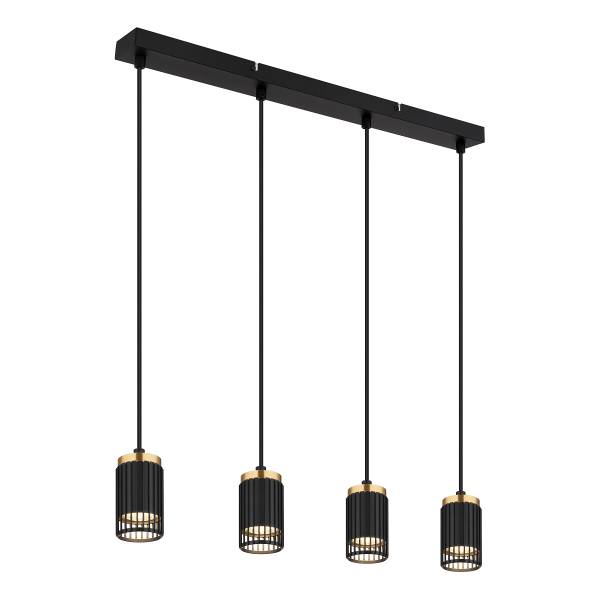 Pendelleuchte Korben Typ B Eisen - 4-flammig - Schwarz