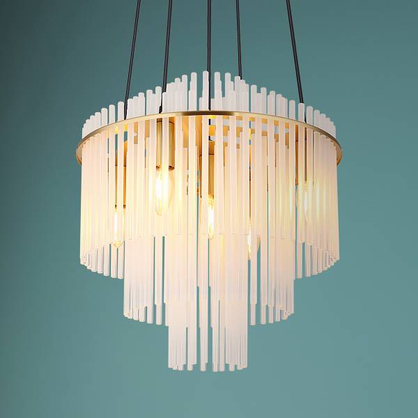 Lampada a sospensione Gorley G Vetro trasparente / Ferro - 5 punto luce - Bianco