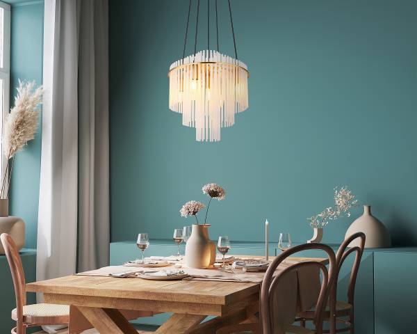 Lampada a sospensione Gorley G Vetro trasparente / Ferro - 5 punto luce - Bianco