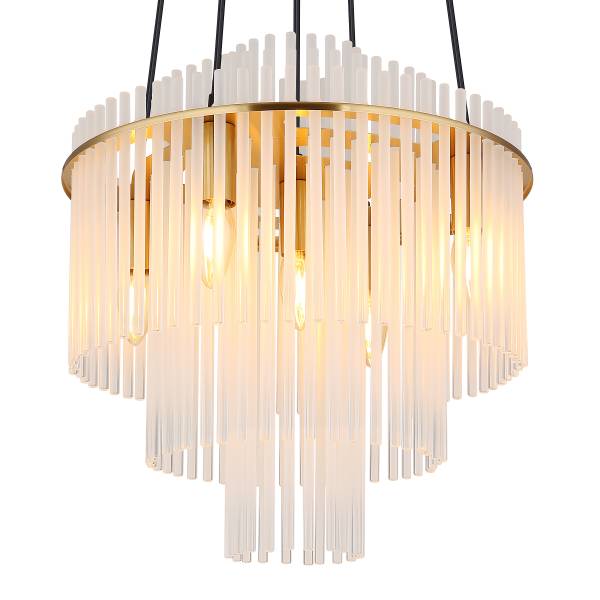 Lampada a sospensione Gorley G Vetro trasparente / Ferro - 5 punto luce - Bianco