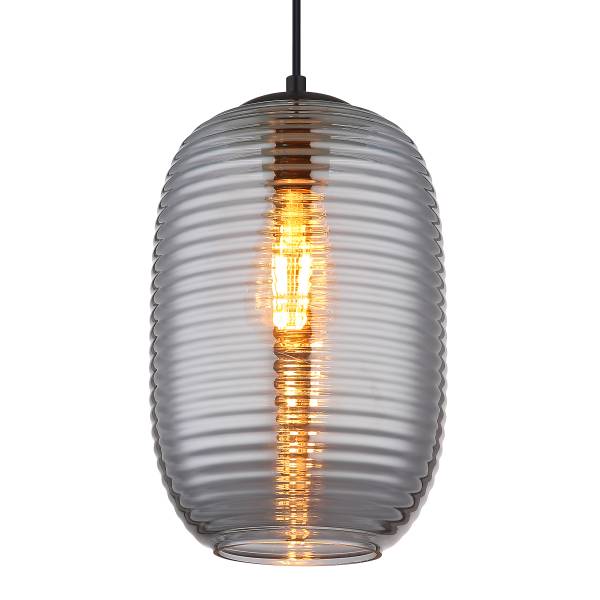 Lampada a sospensione Jefrey C Vetro fumè / Ferro - 1 punti luce - Grigio