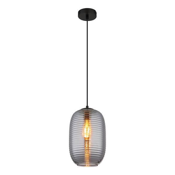 Lampada a sospensione Jefrey C Vetro fumè / Ferro - 1 punti luce - Grigio