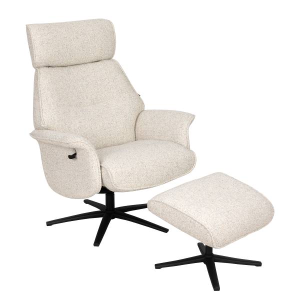 Poltrona reclinabile LURNEA Tessuto Bouclé Seray: crema