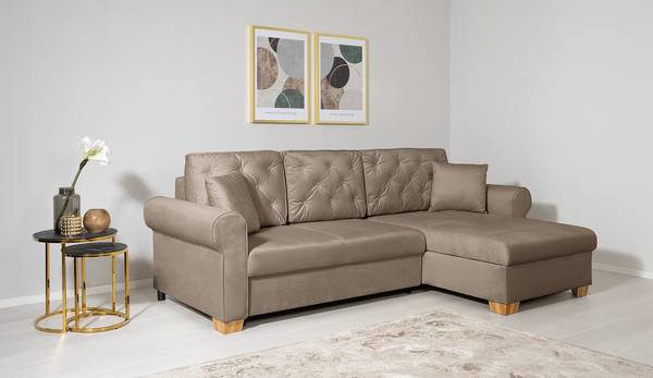 Divano letto angolare Nanre Microfibra Enza: cappuccino